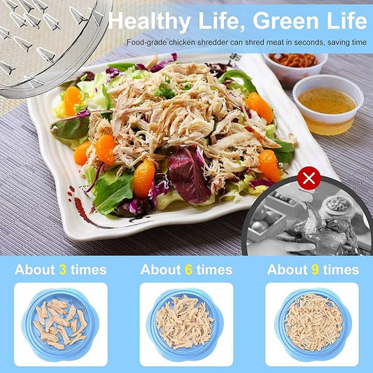 Chicken Shredder Large Chicken Breast Shredder Tool Twist with Brush&Fork, Visible Meat Shredder Machine, Anti-Slip Strip, Ergonomic Handle, BPA Free, Suitable for Pork Beef Chicken(Sky Blue)