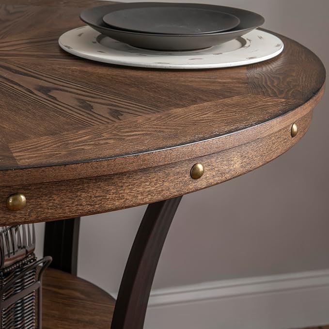 Powell Franklin Dark Wood with Metal Accent Counter Height Dining Table
