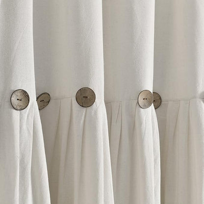 Lush Decor Linen Button Window Curtain Panel, Single, 100" W x 84" L, Off-white - Country Curtains - Rustic Decor - Color Block Modern Farmhouse Curtains For Living Room, Bedroom & Dining Room