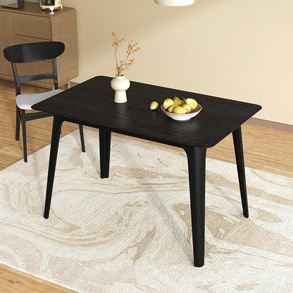 Mid - Century Modern Solid Wood Table with 4 Farmhouse Pcs Tapered Dining Table Legs for Kitchen Island, Bench - Natural Hardwood Replacement Legs (Black)