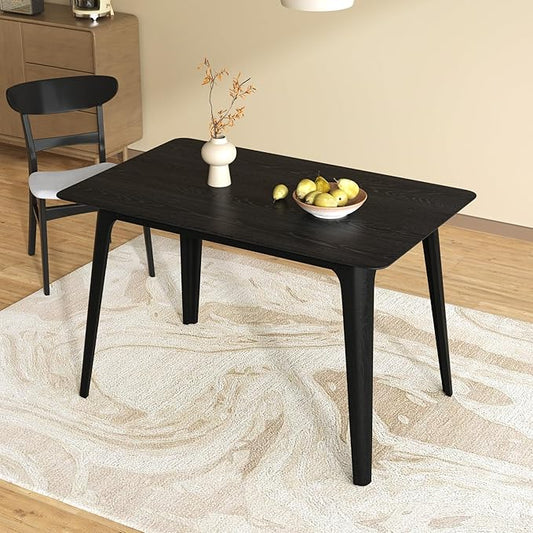 Mid - Century Modern Solid Wood Table with 4 Farmhouse Pcs Tapered Dining Table Legs for Kitchen Island, Bench - Natural Hardwood Replacement Legs (Black)