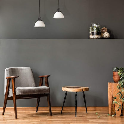 Design House Savannah Rustic Farmhouse Pendant Light, Dimmable, Matte Black, White Metal Shade, 8 in x 8 in x 57.63 in, 588327