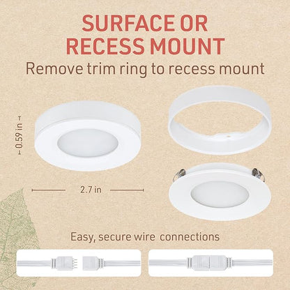 Under Cabinet LED Puck Lighting Kit with 3 RGB Multicolor LED Puck Lights, Remote, On/Off Switch & Plug in 333310