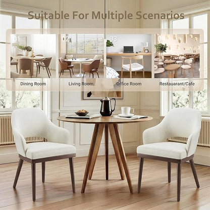 MALOL Wooden Dining Chairs Set of 2, Modern Fabric Upholstered Dining Room Chair, Kitchen Side Chairs, Farmhouse Dinner Chair with Open Back for Kitchen, Beige