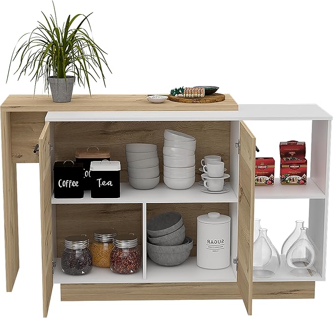 GOWE Kitchen Island Ohio, Kitchen, White/Light Oak