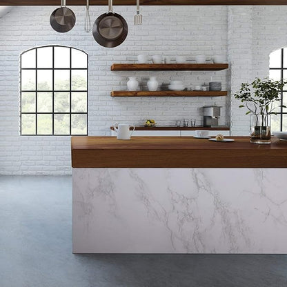 practicalWs Glossy Marble Contact Paper Granite White/Grey Kitchen Countertop Cabinets Furniture Refurbishment Wall Paper Thick Removable Wallpaper Peel and Stick Wall Decor Vinyl Wrap 11.8"x78.7"