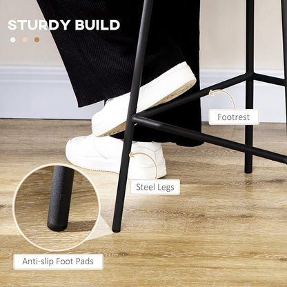 Rattan Bar Stools Set of 4, 26" Counter Height Barstools, Boho Kitchen Island Stools with Breathable Wicker Seat and Back, Yellow