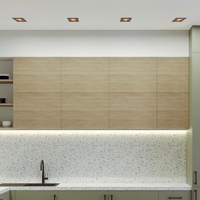 Maxxima 2 in. Ultra-Thin Recessed Anti-Glare LED Downlight - Canless IC Rated, 550 Lumens, 5 Color Temperature Selectable 2700K/3000K/3500K/4000K/5000K, Dimmable Square Bronze Trim, 90 CRI