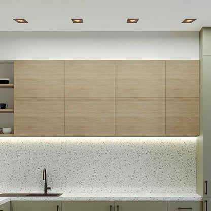 Maxxima 2 in. Ultra-Thin Recessed Anti-Glare LED Downlight - Canless IC Rated, 550 Lumens, 5 Color Temperature Selectable 2700K/3000K/3500K/4000K/5000K, Dimmable Square Bronze Trim, 90 CRI