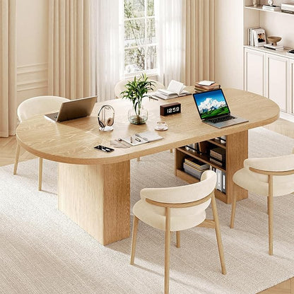 Jocoevol 78.7" Dining Table for 6 8 10, Modern Dining Room Table with Storage, Wood Kitchen Table with Heavy Duty Legs, Dinner Tables for Kitchen Dining Room (Natural)