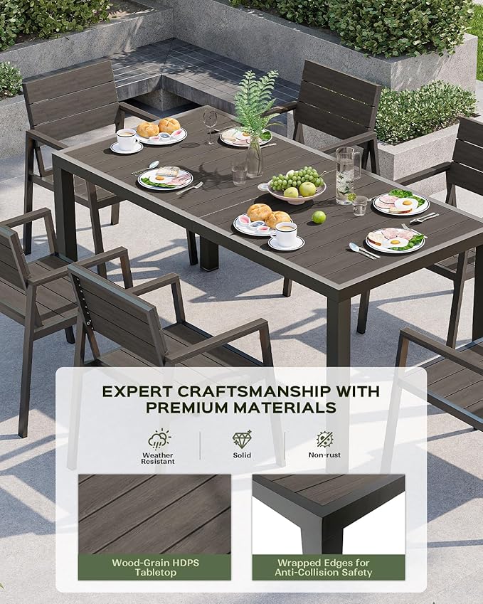 Vexwalx Outdoor Dining Chairs Set of 2, HDPS + Aluminum Patio Dining Chairs with Ergonomic Design and Wide Seat, 2 Piece Outdoor Chairs for Garden, Backyard, Deck (Charcoal)