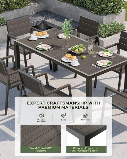 Vexwalx Outdoor Dining Chairs Set of 2, HDPS + Aluminum Patio Dining Chairs with Ergonomic Design and Wide Seat, 2 Piece Outdoor Chairs for Garden, Backyard, Deck (Charcoal)