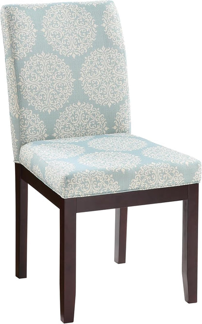 OSP Home Furnishings Dakota Upholstered Parsons Dining Chair with Espresso Finish Wood Legs, Gabrielle Sky