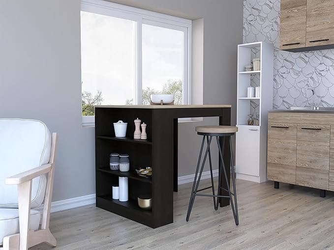 Kitchen Counter Dining Table Toledo, Kitchen, Black/Pine