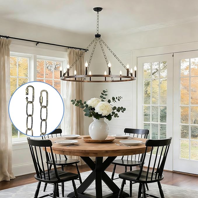 garini 6 Feet Aged Bronze Light Fixture Chain, Adjustable Metal Pendant Chandelier Chain Extension with Detachable Link, Maximum Load is 66 Pounds