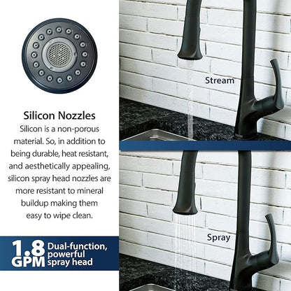 Karran Chantilly Touchless KKF375 Single Handle Pull Down Sprayer Kitchen Faucet in Matte Black