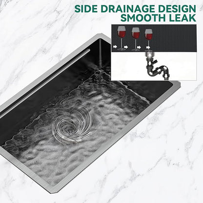 YITAHOME Kitchen Sink Undermount Workstation 32in,Gunmetal Black Stainless Steel Single Bowl w/Ledge & Accessories, Nano-treated Surface Prevents Scratches, RV, Bar Sink 32x19x10in