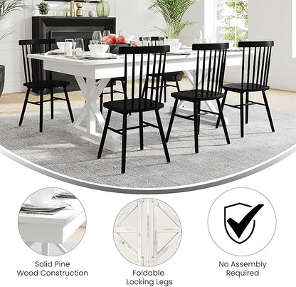 Flash Furniture Hercules Folding Farmhouse Dining Room Table with X Legs, Commercial Grade Rectangular Solid Pine Farm Table for 8, 7' x 40", Antique Rustic White