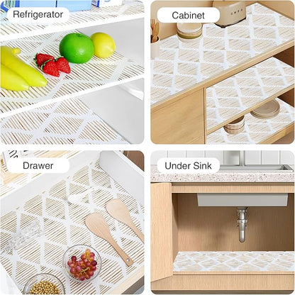 Drawer and Shelf Liner for Kitchen Cabinet,Non-Adhesive Cabinet Liners 24in x 10FT,Waterproof Shelf Paper Non-Slip Mats Cupboard Liner Contact Protect Dresser/Shelves/Table-Brown Stripes