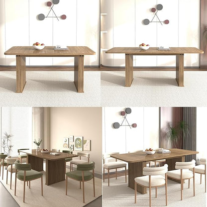 Expandable Dining Table, 78.74 Inch to 62.99 Inch Extendable Dining Table for 6 8 10, Retro Kitchen Table with a 15.75-inch Middle Leaf for Dining Room, Kitchen Small Furniture, White Oak
