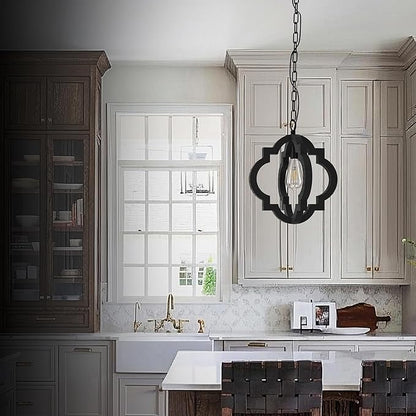 Kitchen Island Light RC Ceiling Light Fixtur 1 Light Home Decor, Kitchen Island Pendant Chandelier, Wooden Cage Entry Fixture with Adjustable Chain, Vintage Industrial Fixture