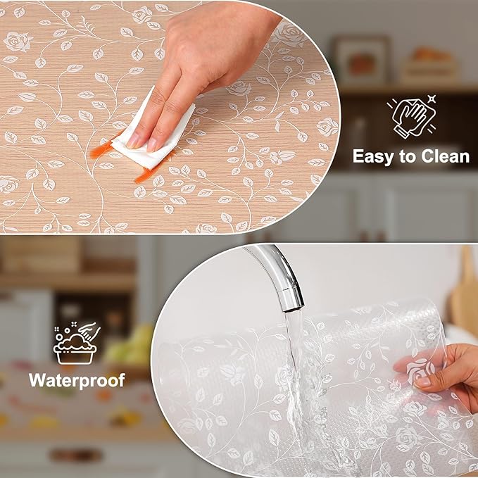 Cooyes Shelf Liner – Premium Non-Adhesive Cabinet & Drawer Liner for Kitchen – Waterproof Shelf Paper with Modern Pattern – Durable EVA Cabinet Mat – Easy to Cut （17.5" W x 240" L）