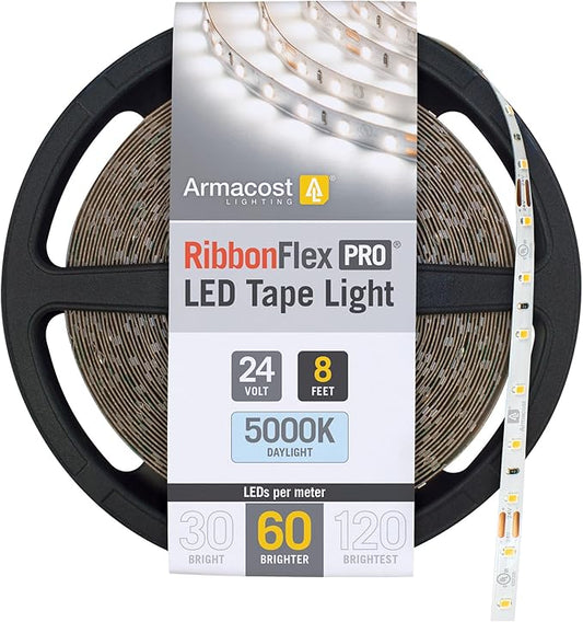 Armacost Lighting RibbonFlex Pro 24V White LED Strip Lights 60 LED/m, 5000K, 8.2 ft 165215