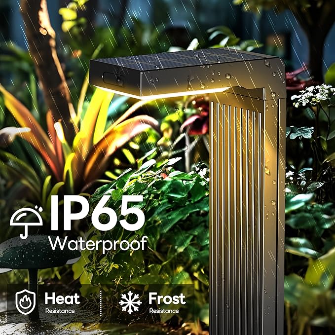 COXSENI Solar Pathway Lights Outdoor 4Pack, 2 Color in 1 Motion Sensor Walkway Lights 400LM with Warm/Cool White, 12H Lasting, IP65 Waterproof Solar Powered Landscape Lighting for Garden, Yard