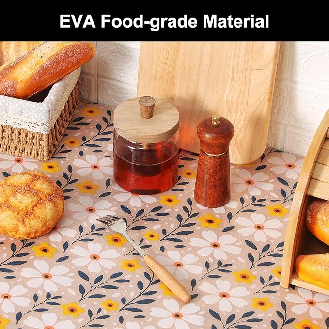 Cooyes Shelf Liner – Premium Non-Adhesive Cabinet & Drawer Liner for Kitchen – Waterproof Shelf Paper with Modern Pattern – Durable EVA Cabinet Mat – Easy to Cut （12" W x 360" L）