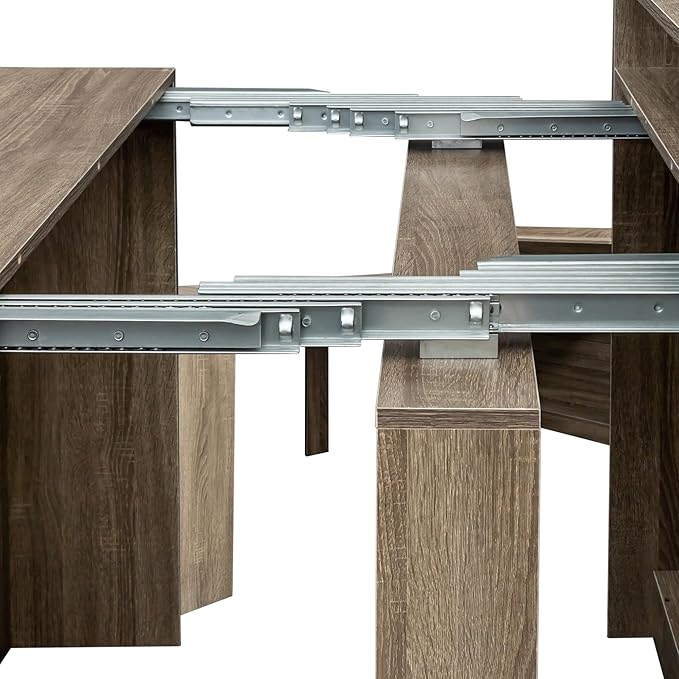98.4" Extendable Dining Table, Large Dinner Table with Storage for 6-10, Rustic Farmhouse Style Wood Console Table for Kitchen, Dining Room & Living Room, Barnwood