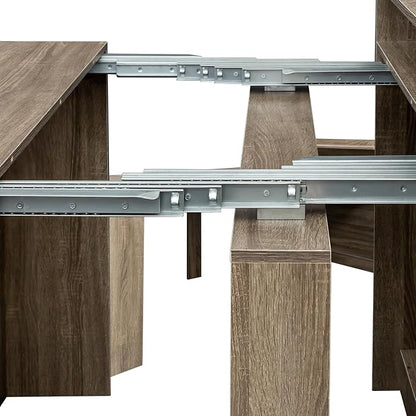 98.4" Extendable Dining Table, Large Dinner Table with Storage for 6-10, Rustic Farmhouse Style Wood Console Table for Kitchen, Dining Room & Living Room, Barnwood