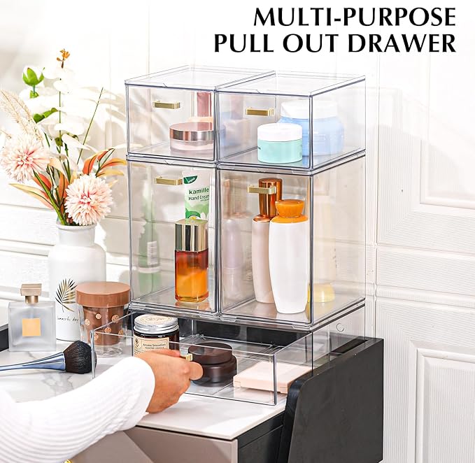 LALOBLUE Bottle Storage Organizer Baby, Set of 5 Stackable Storage Drawers for Bottles Station Organizer, Perfect for Makeup,Cabinet,Pantry Organization and Storage
