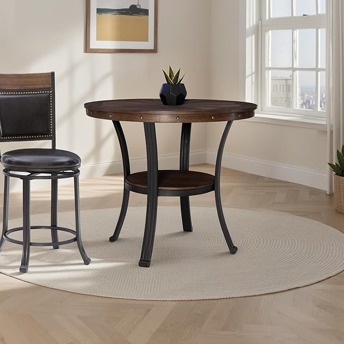 Powell Franklin Dark Wood with Metal Accent Counter Height Dining Table