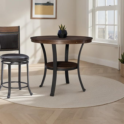 Powell Franklin Dark Wood with Metal Accent Counter Height Dining Table