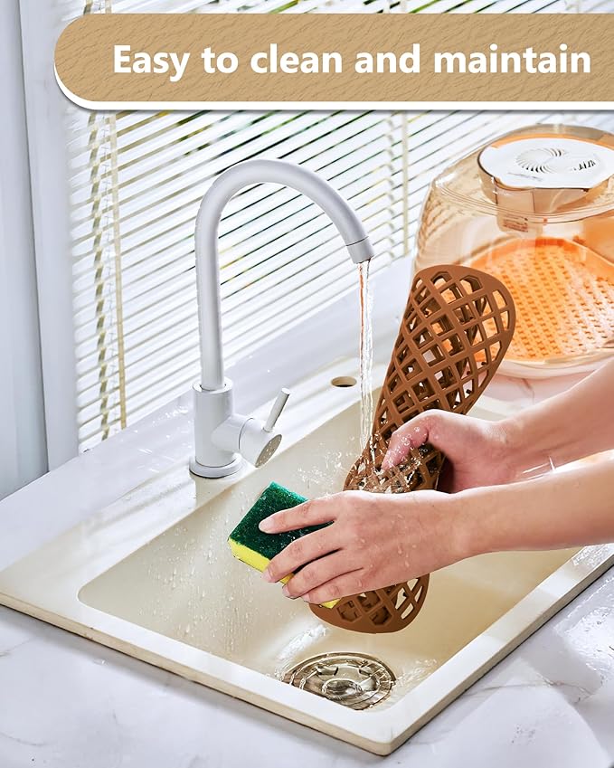 2 Pack Silicone Sink Protector for Kitchen Sink, Trellis Pattern 12 x 11" Sink Grid Mat Silicone Protectors, Center Drain, Coffee