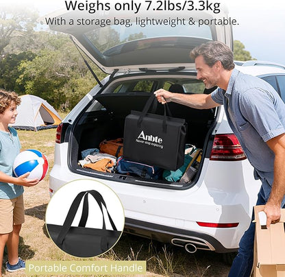 Anbte 3ft Folding Camping Table with Storage Net & Bag, 3 Adjustable Height Max 27.5" Outdoor Folding Table Lightweight, Portable Handle for Outdoor Indoor Camping Beach RV Picnic, Blooming Floral