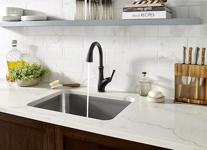 Pfister Tamera Kitchen Faucet with Pull Down Sprayer and Soap Dispenser, Single Handle, High Arc, Tuscan Bronze Finish, F5297TAY