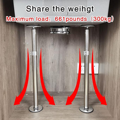 ST-2 Undermount Sink Brackets Stainless Steel Adjustable Support Sink Legs Installation and Repair System Kit For Kitchen Sink (16-29.5inches(41-75cm))