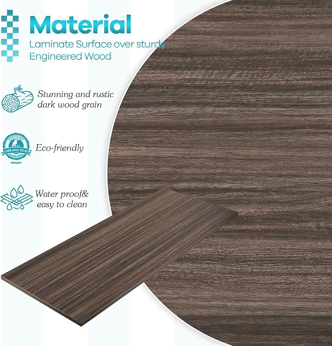 Kaboon 42x20 inches Tabletop, Solid One-Piece Desktop for Sit Stand Desk, Double Desks, L Desk DIY,Wood Countertop Home or Commercial Use,1 inch Thick, Eucalyptus/Rustic Wood, 20" D x 42" W