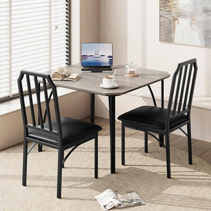 IDEALHOUSE Dining Table Set for 2, Kitchen Table Set of 2 with Upholstered Cushion Chairs, Dining Room Table Set with Kitchen Chairs, Easy to Assemble, Suitable for Apartment - (Gray)