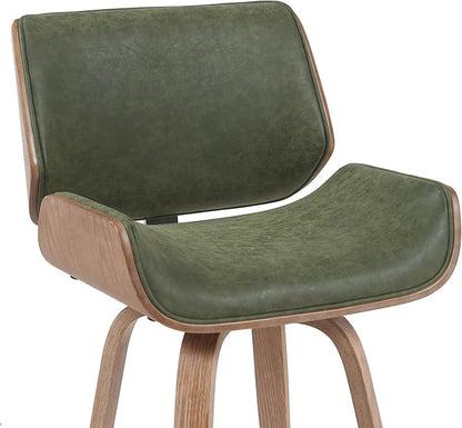 Tyler Modern Counter Height Swivel Bar Stool with White Wash Finished Wood and Vintage Green Upholstery Set of 3