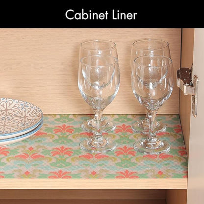 Cooyes Shelf Liner for Kitchen Cabinets – Non-Adhesive Waterproof Drawer Liner – Durable EVA Material Easy-to-Cut Shelf Paper for Refrigerator, Cupboard, Dresser with Modern Pattern