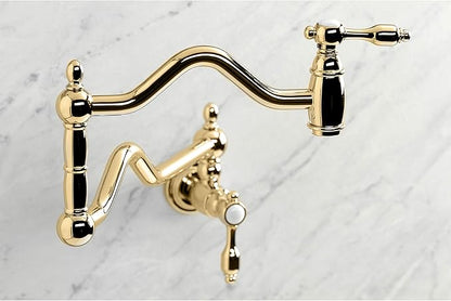 Kingston Brass KS2102TAL Tudor Pot Filler, Polished Brass, 24.13 x 2.19 x 12
