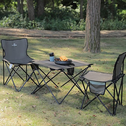 SUNNYFEEL Outdoor Folding Table | Lightweight Mesh Compact Camping Table, Roll Up Top 2 People Portable Camp Tables with Carry Bag for Picnic/Cooking/Beach/Travel/BBQ