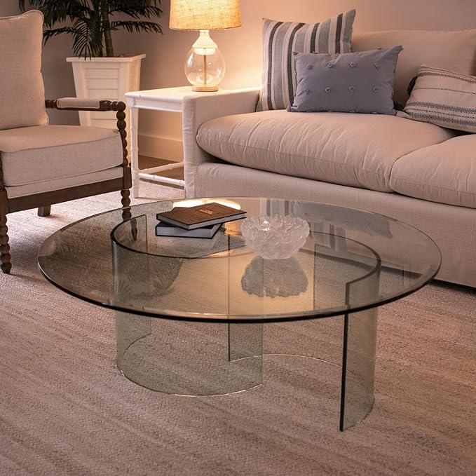 Spancraft 36" Inch Round 3/4" Thick Clear Glass Table Top with Flat Polished Edge and Tempered Glass, Replacement Glass Table Top, Great for Dining Tables, end Tables, and Outdoor Patio Table Tops or