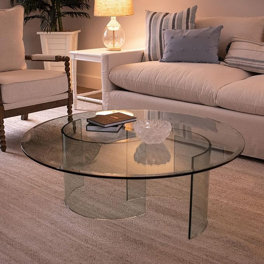 Spancraft 36" Inch Round 3/4" Thick Clear Glass Table Top with Flat Polished Edge and Tempered Glass, Replacement Glass Table Top, Great for Dining Tables, end Tables, and Outdoor Patio Table Tops or