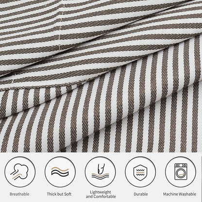 NLUS 2 Pack Cooking Aprons for Women with Pockets, Adjustable Kitchen Bib Aprons Chef Aprons for Women Men(Brown Pinstripes)