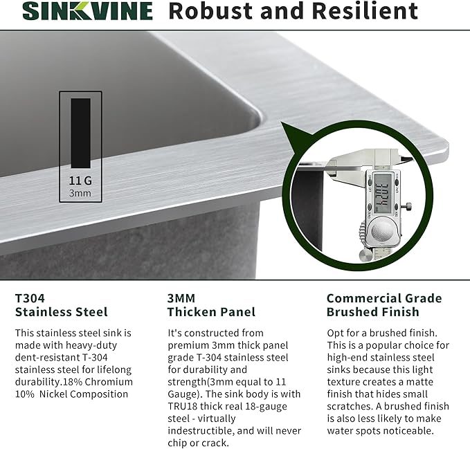 Bar Sink Undermount 14 x 18 inch, SINKVINE Stainless Steel Kitchen Sink for Outdoor RV, Single Bowl Wet Bar Prep Basin, with 3.5-inch Drain Strainer, Bottom Rise Grid, Roll-up Drying Unit, Brushed