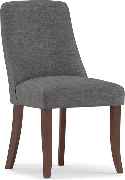 SIMPLIHOME Walden Dining Chairs - Upholstered Solid Hardwood Frame and Linen-Style Fabric Kitchen Chair Set in Slate Grey, Modern Dining Room Seating with Curved Back and Padded Seat (Set of 2)