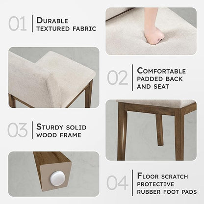 Lexicon Modern Dining Chairs Set of 2 - Textured Fabric Upholstered Kitchen Chairs, Solid Wood Legs, Small Accent Seating for Dining Room Table, Comfy Kitchen, Living Room, Easy Assembly, Brown Gray